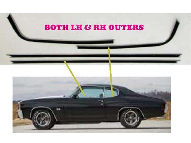 Window Felt Kit: 70-72 Chevelle Malibu Coupe OUTER (4) Repro